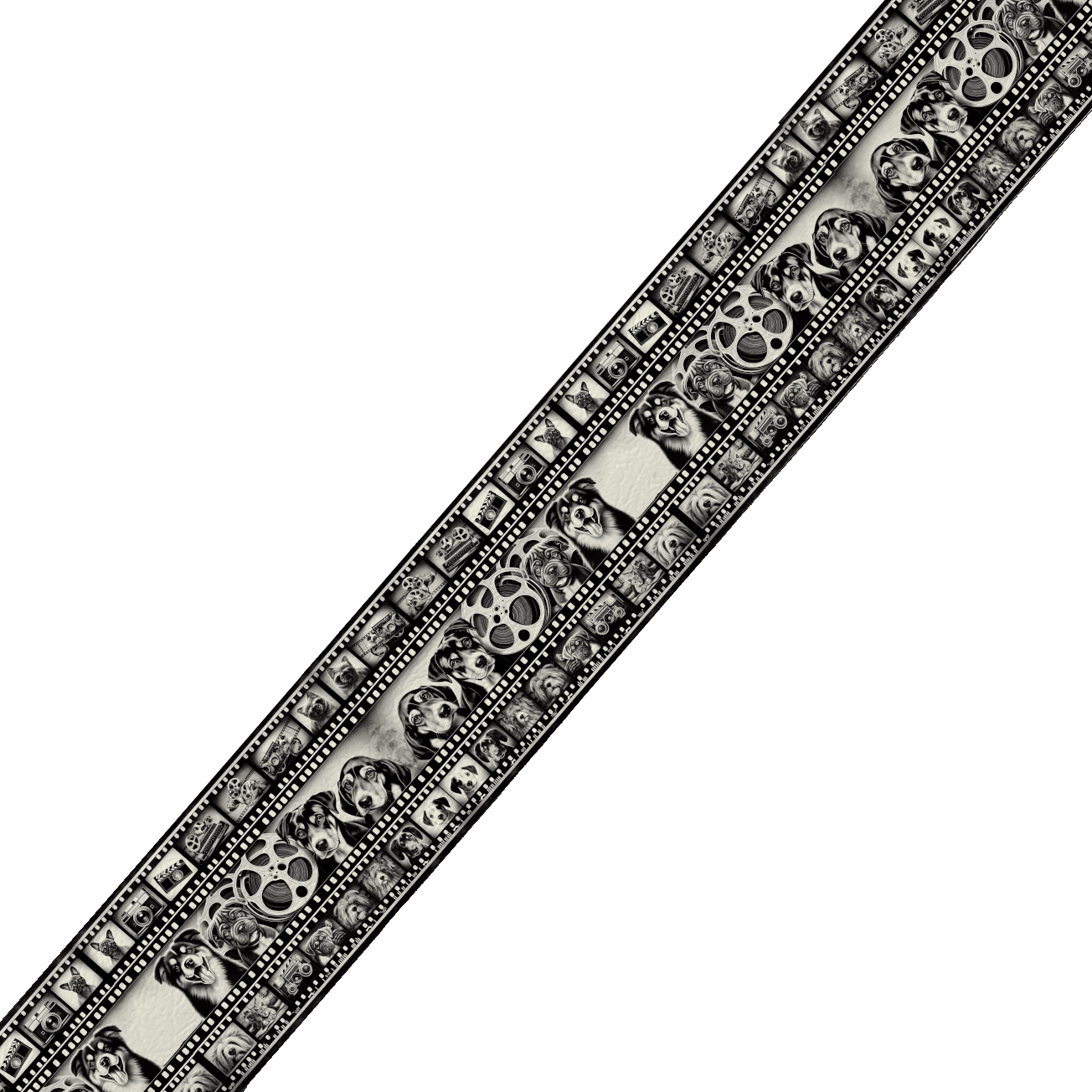 L'atelier du Fourmilier BioThane imprimé au mètre BioThane® imprimé – "Pellicule Canine Vintage" – Noir & Blanc