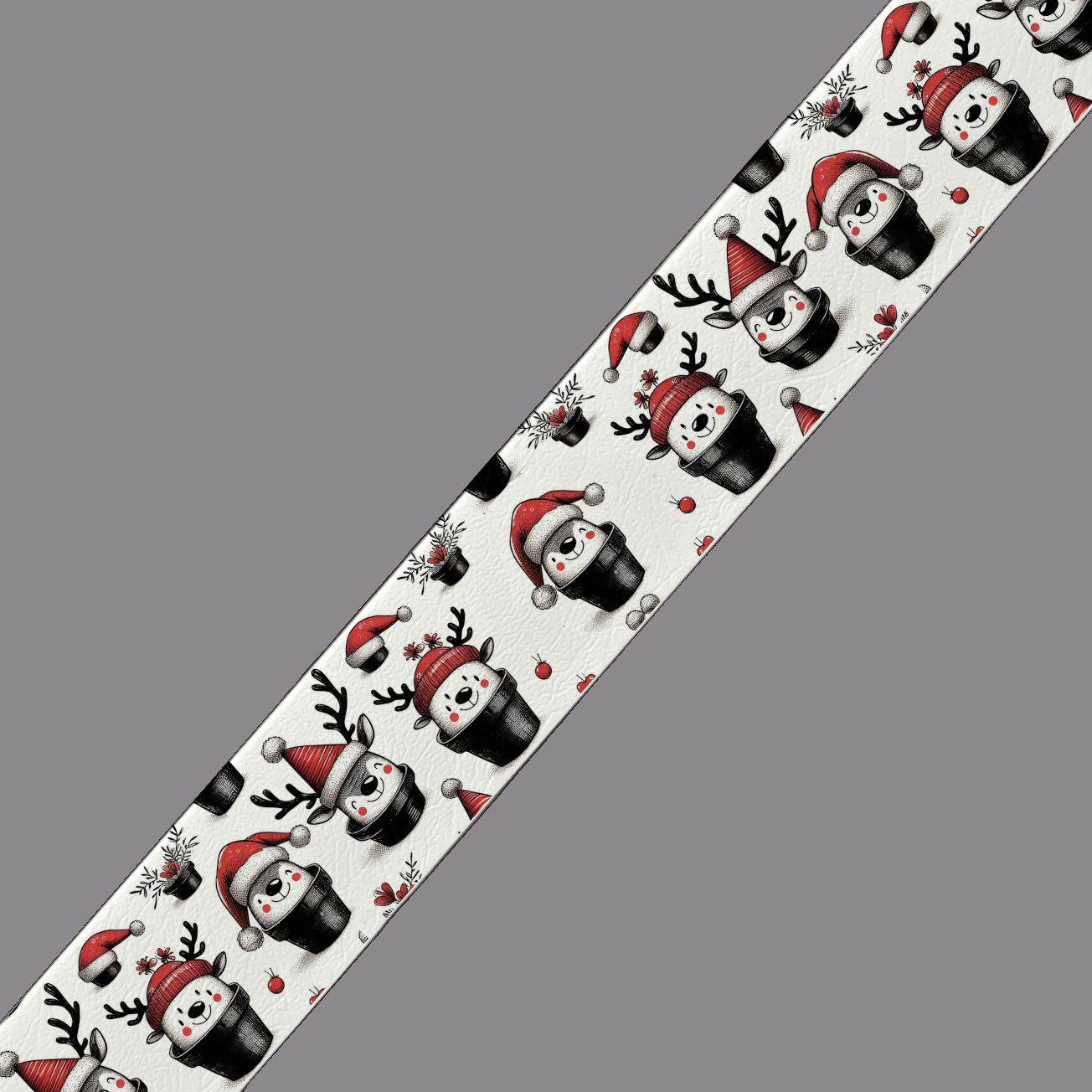 L'atelier du Fourmilier BioThane imprimé au mètre BioThane imprimé – Personnages de Noël en Pots (Édition Hiver)