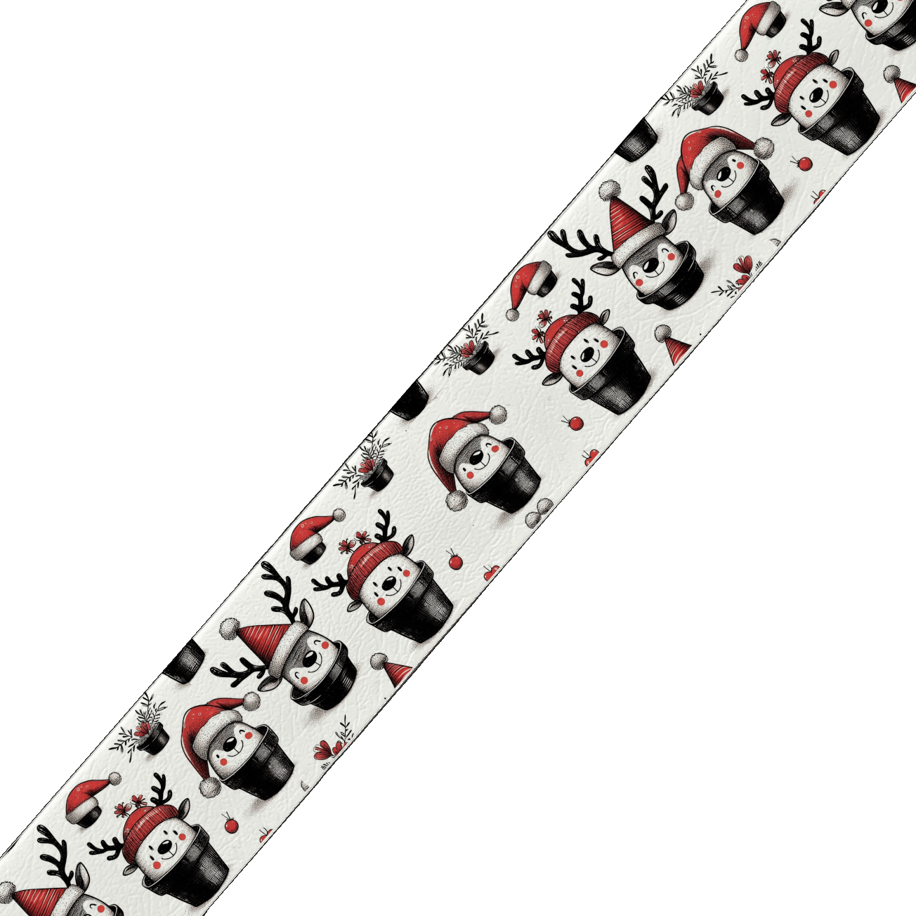 L'atelier du Fourmilier BioThane imprimé au mètre BioThane imprimé – Personnages de Noël en Pots (Édition Hiver)