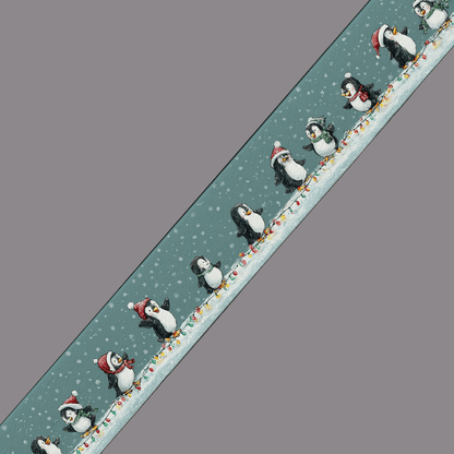 L'atelier du Fourmilier BioThane imprimé au mètre BioThane imprimé “Pingouins de Noël”