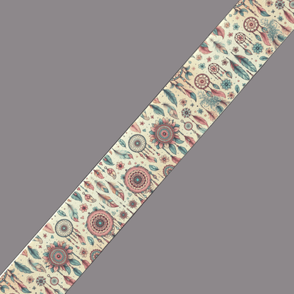 L'atelier du Fourmilier BioThane imprimé au mètre BioThane® imprimé - Plumes et attrape-rêves tribaux