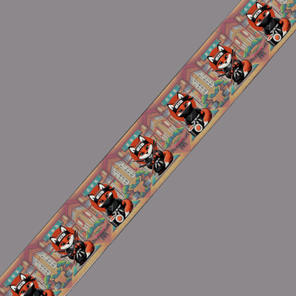 L'atelier du Fourmilier BioThane imprimé au mètre BioThane® imprimé - Renard Ninja & Temple Asiatique