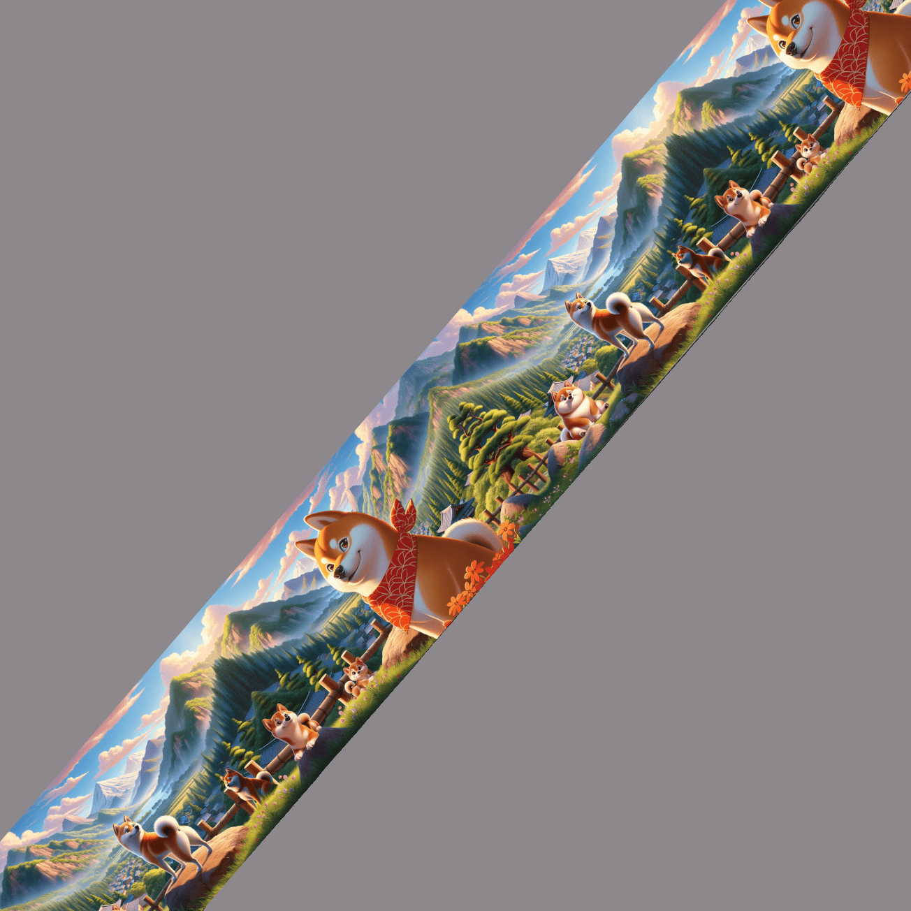 L'atelier du Fourmilier BioThane imprimé au mètre BioThane imprimé – Shiba Inu en Montagne