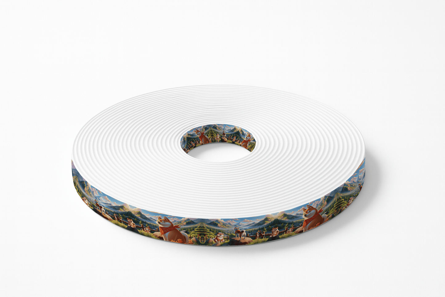 L'atelier du Fourmilier BioThane imprimé au mètre BioThane imprimé – Shiba Inu en Montagne