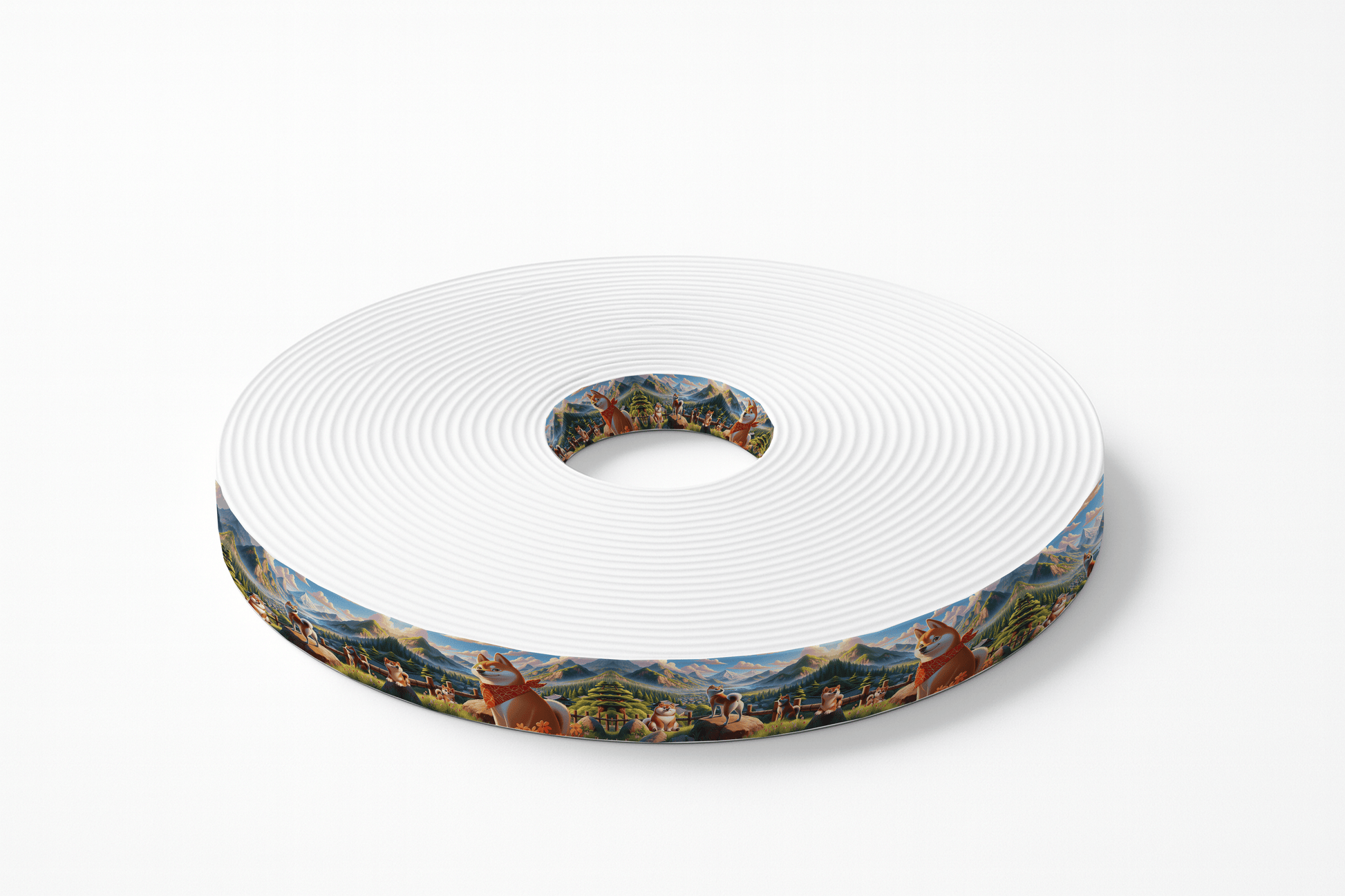 L'atelier du Fourmilier BioThane imprimé au mètre BioThane imprimé – Shiba Inu en Montagne