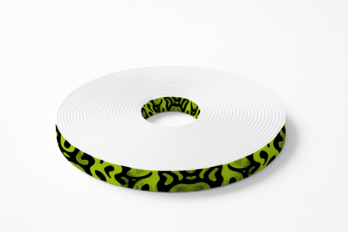 L'atelier du Fourmilier BioThane imprimé au mètre BioThane® imprimé – Taches abstraites vert fluo sur noir