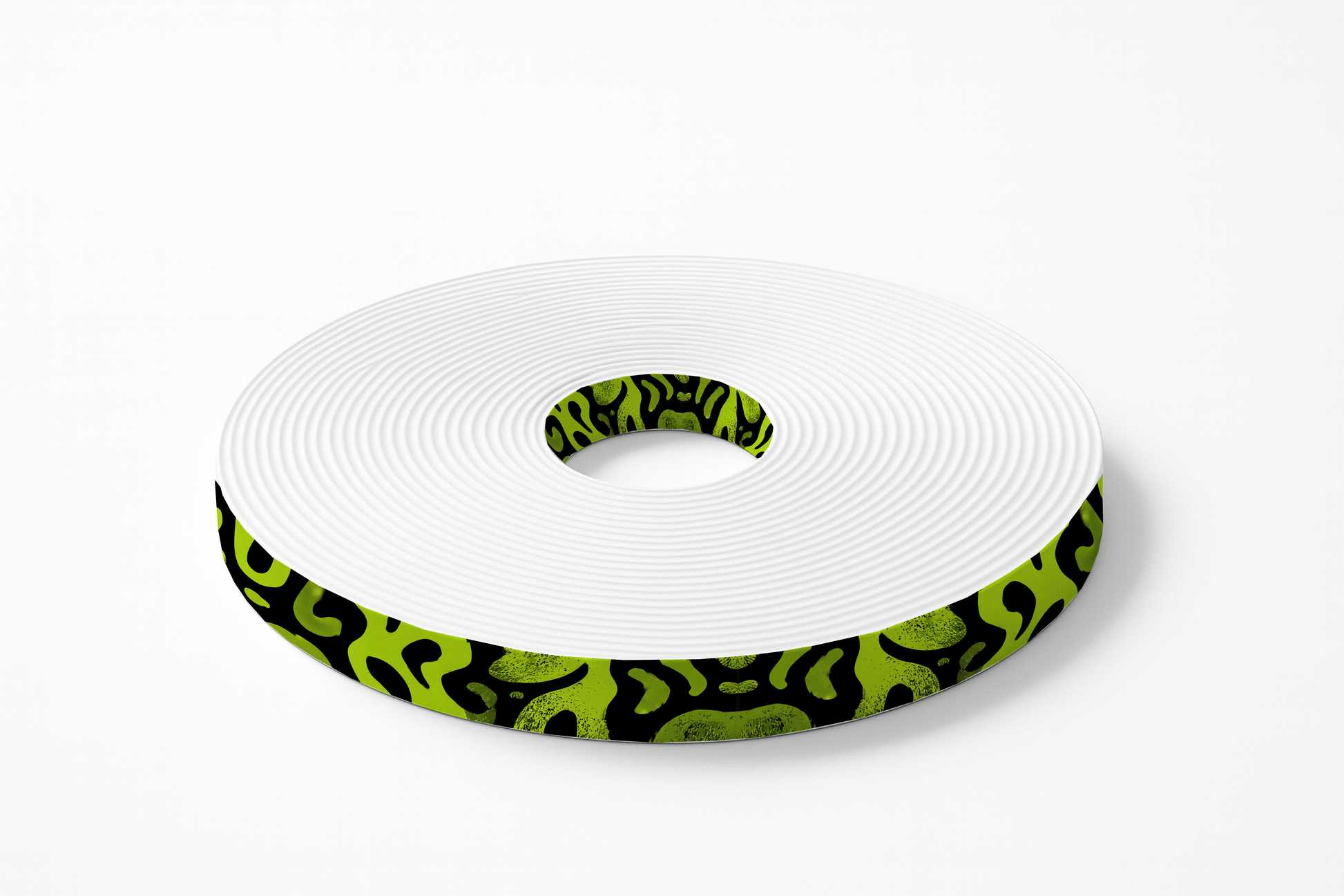 L'atelier du Fourmilier BioThane imprimé au mètre BioThane® imprimé – Taches abstraites vert fluo sur noir