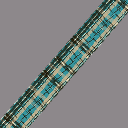 L'atelier du Fourmilier BioThane imprimé au mètre BioThane imprimé Tartan bleu canard & beige