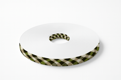 L'atelier du Fourmilier BioThane imprimé au mètre BioThane imprimé Tartan vert olive & beige