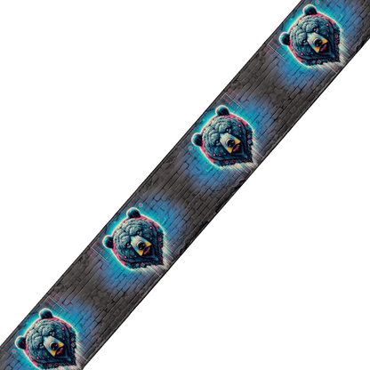 L'atelier du Fourmilier BioThane imprimé au mètre BioThane imprimé – Tête d’ours cybernétique néon