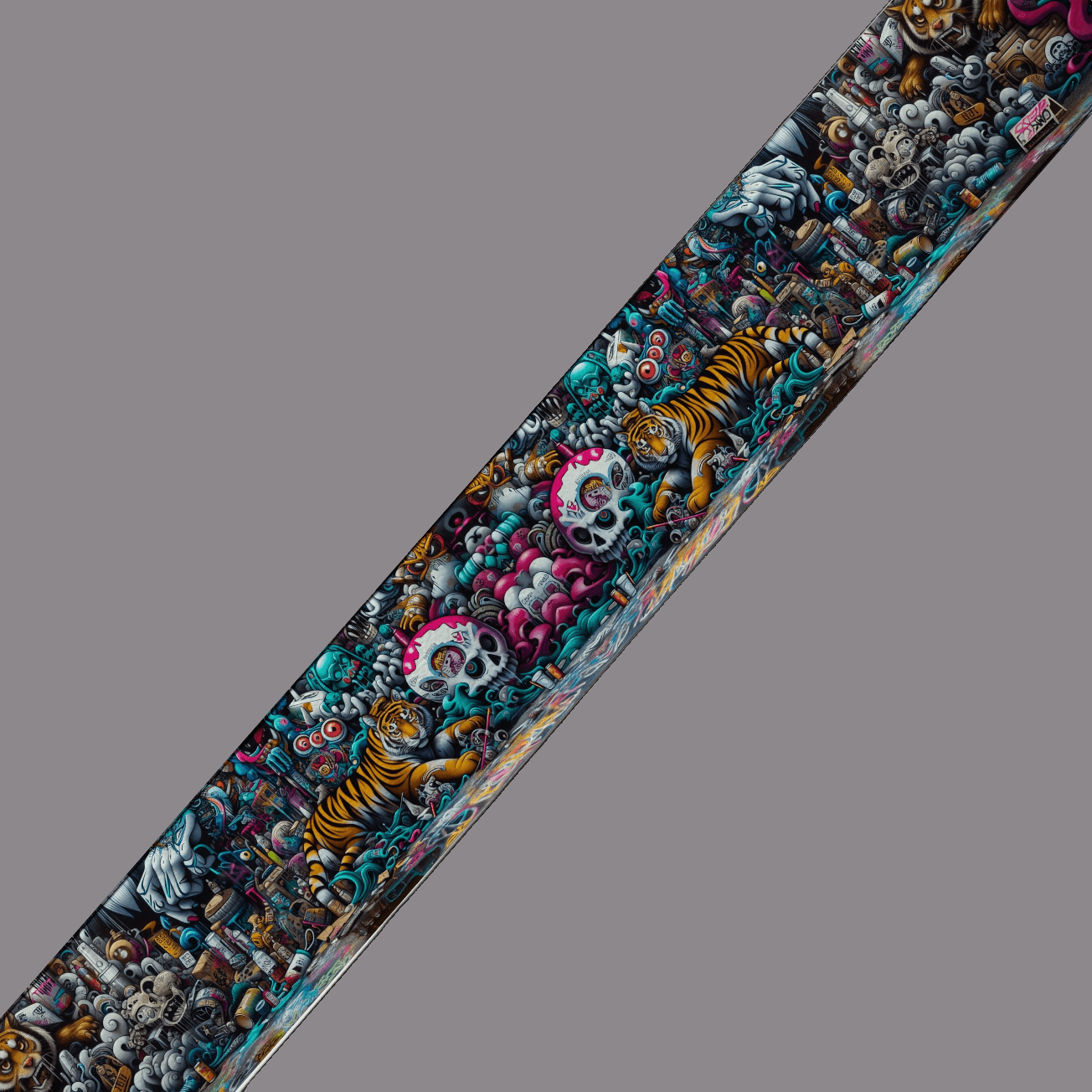 L'atelier du Fourmilier BioThane imprimé au mètre BioThane imprimé – Tigres & Crânes colorés