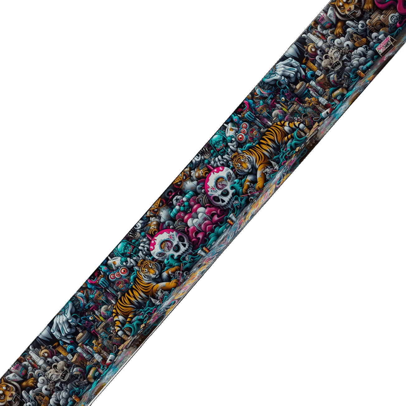 L'atelier du Fourmilier BioThane imprimé au mètre BioThane imprimé – Tigres & Crânes colorés