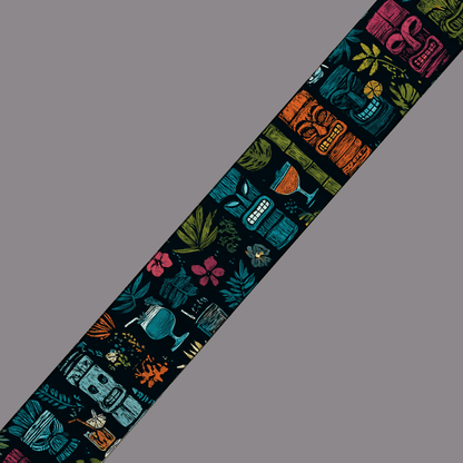 L'atelier du Fourmilier BioThane imprimé au mètre BioThane® imprimé – Tiki coloré et verres exotiques