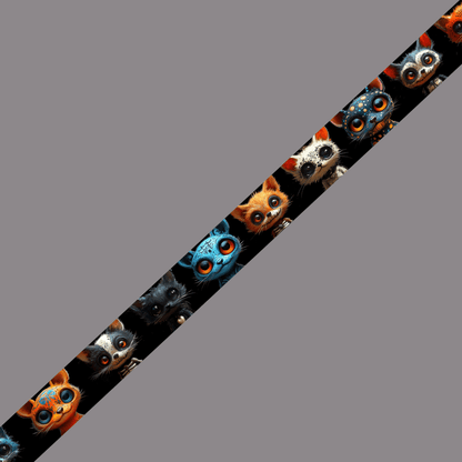 L'atelier du Fourmilier BioThane imprimé au mètre Chats cartoon style Dia de los Muertos