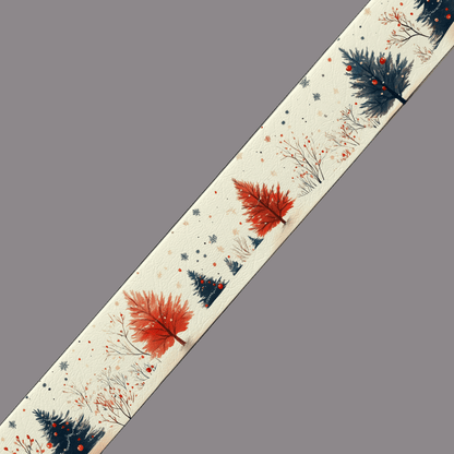 L'atelier du Fourmilier BioThane imprimé au mètre Forêt festive en rouge et bleu nuit