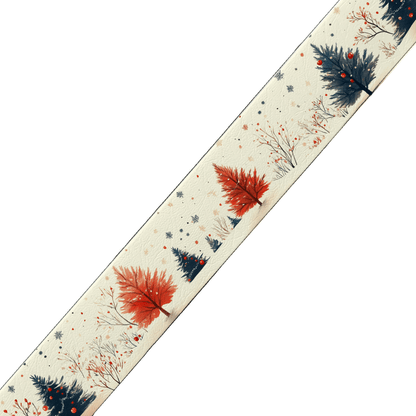 L'atelier du Fourmilier BioThane imprimé au mètre Forêt festive en rouge et bleu nuit