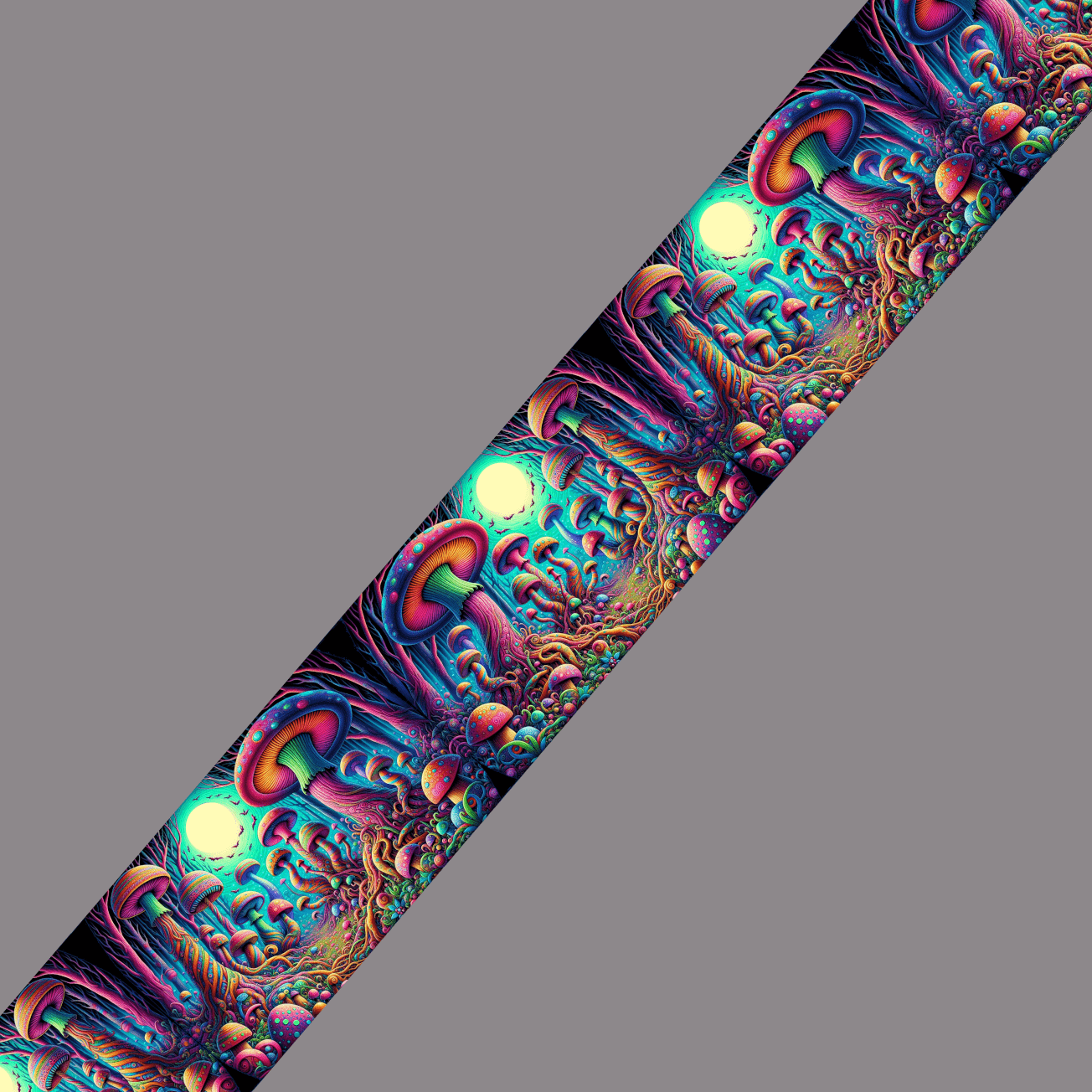 L'atelier du Fourmilier BioThane imprimé au mètre Motif BioThane® – Champignons psychédéliques magiques