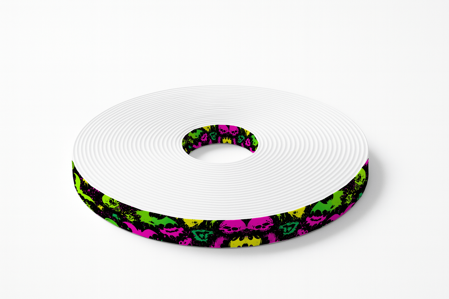 L'atelier du Fourmilier BioThane imprimé au mètre 💥 Motif BioThane – Crânes fluo & chauves-souris pop