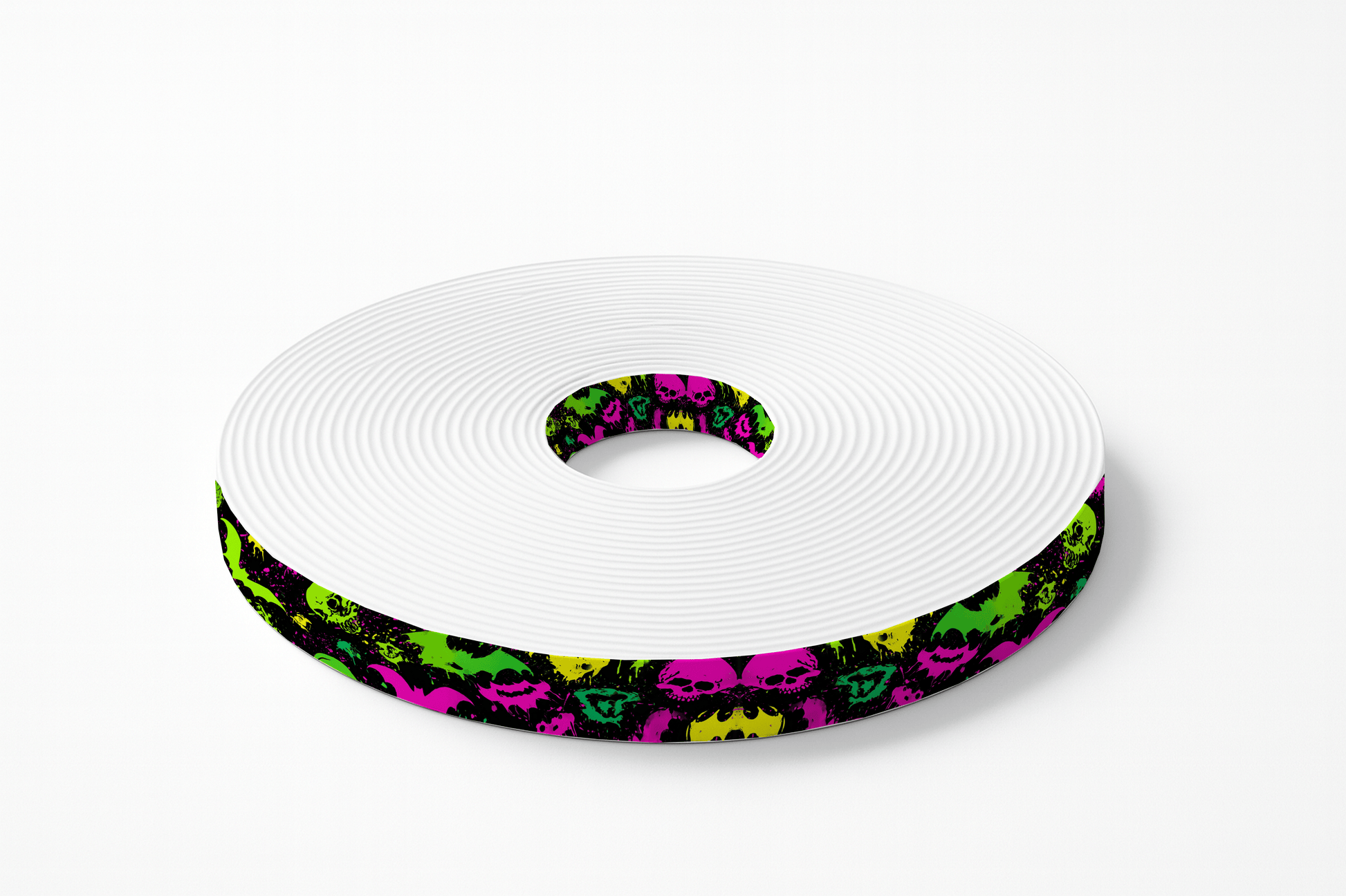 L'atelier du Fourmilier BioThane imprimé au mètre 💥 Motif BioThane – Crânes fluo & chauves-souris pop