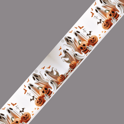 L'atelier du Fourmilier BioThane imprimé au mètre Motif BioThane® – Fantômes & Citrouilles souriants (édition Halloween)