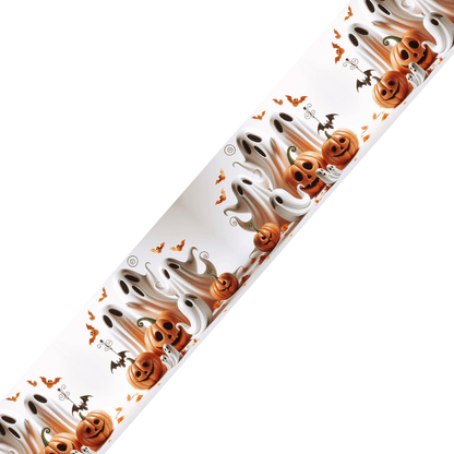 L'atelier du Fourmilier BioThane imprimé au mètre Motif BioThane® – Fantômes & Citrouilles souriants (édition Halloween)