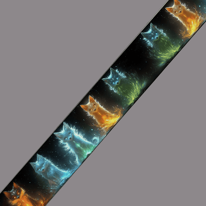 L'atelier du Fourmilier BioThane imprimé au mètre Motif BioThane imprimé – Loups galactiques multicolores