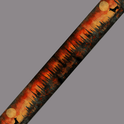 L'atelier du Fourmilier BioThane imprimé au mètre Motif BioThane imprimé – Loups hurlant à la lune dans une forêt rougeoyante