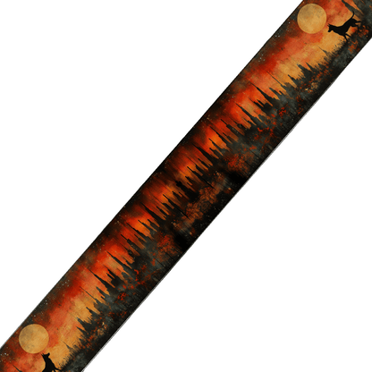 L'atelier du Fourmilier BioThane imprimé au mètre Motif BioThane imprimé – Loups hurlant à la lune dans une forêt rougeoyante