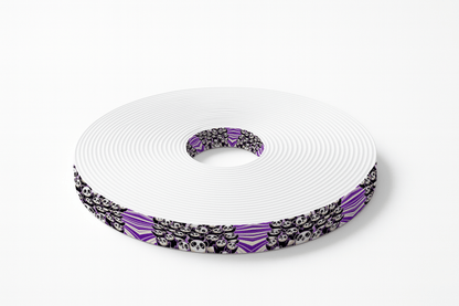 L'atelier du Fourmilier BioThane imprimé au mètre Motif BioThane® imprimé – Pandas Fun sur fond violet (19 mm / 25 mm / 38 mm)