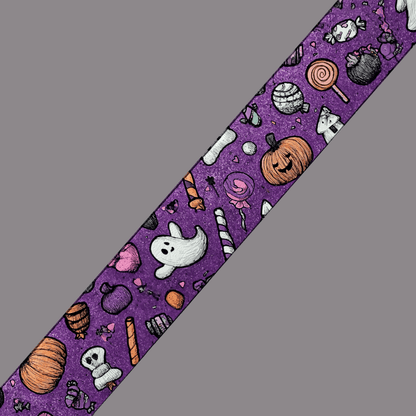 L'atelier du Fourmilier BioThane imprimé au mètre 🍬 Motif BioThane imprimé UV – Halloween Candy Party