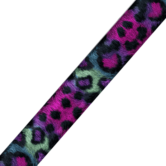 L'atelier du Fourmilier BioThane imprimé au mètre Motif BioThane imprimé UV – Léopard violet & vert irisé