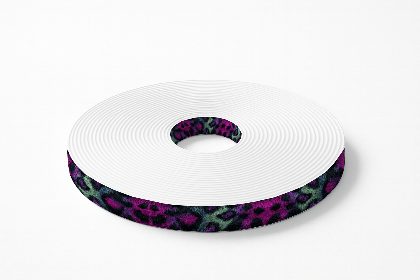 L'atelier du Fourmilier BioThane imprimé au mètre Motif BioThane imprimé UV – Léopard violet & vert irisé