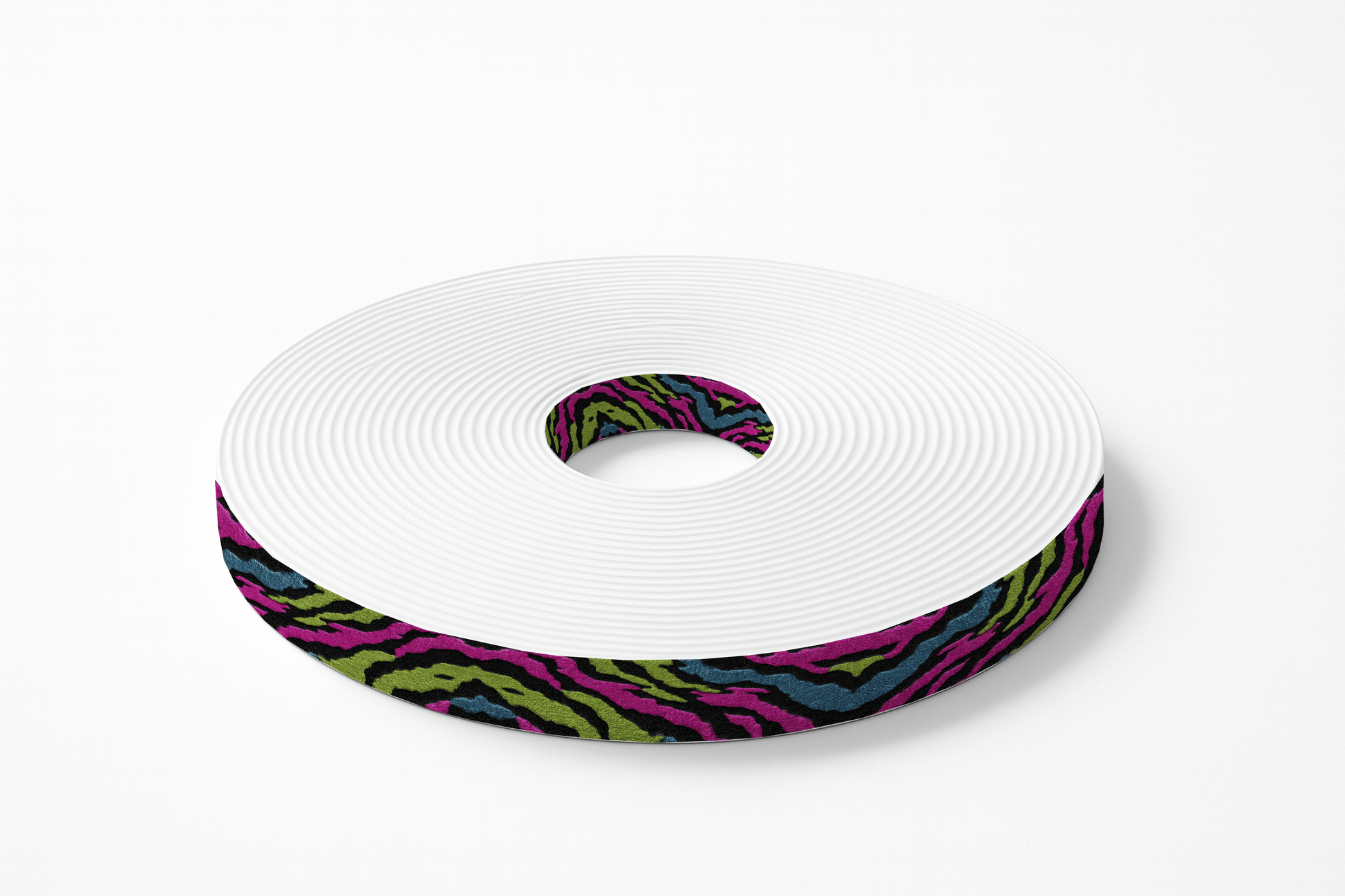 L'atelier du Fourmilier BioThane imprimé au mètre Motif BioThane imprimé UV – Zébré fluo rose, vert & bleu