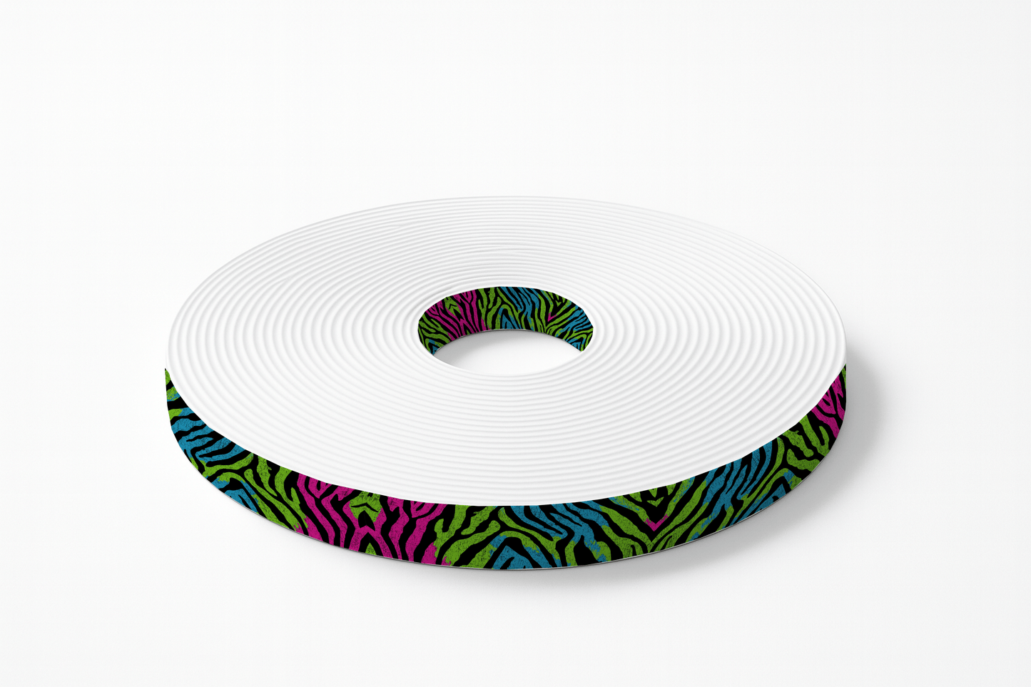 L'atelier du Fourmilier BioThane imprimé au mètre Motif BioThane imprimé UV – Zébré fluo rose, vert & bleu (style pop)