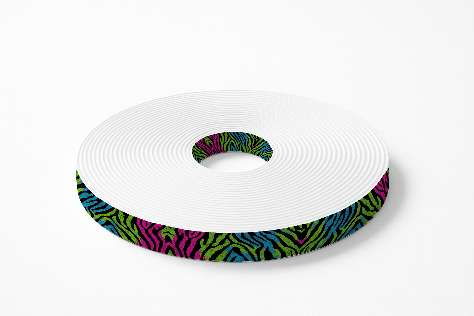 L'atelier du Fourmilier BioThane imprimé au mètre Motif BioThane imprimé UV – Zébré fluo rose, vert & bleu (style pop)