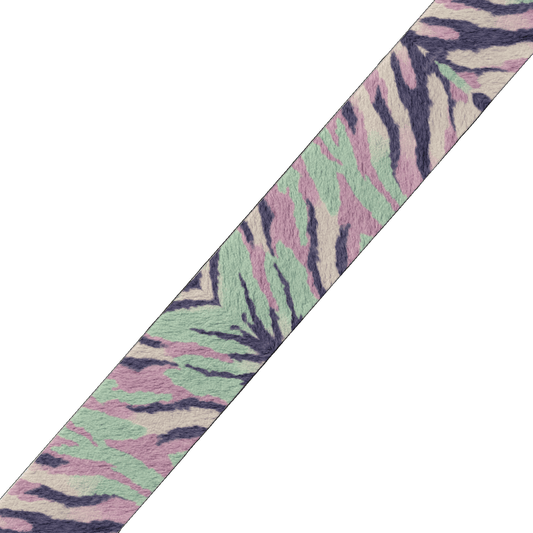 L'atelier du Fourmilier BioThane imprimé au mètre Motif BioThane imprimé UV – Zébré pastel vert & lilas