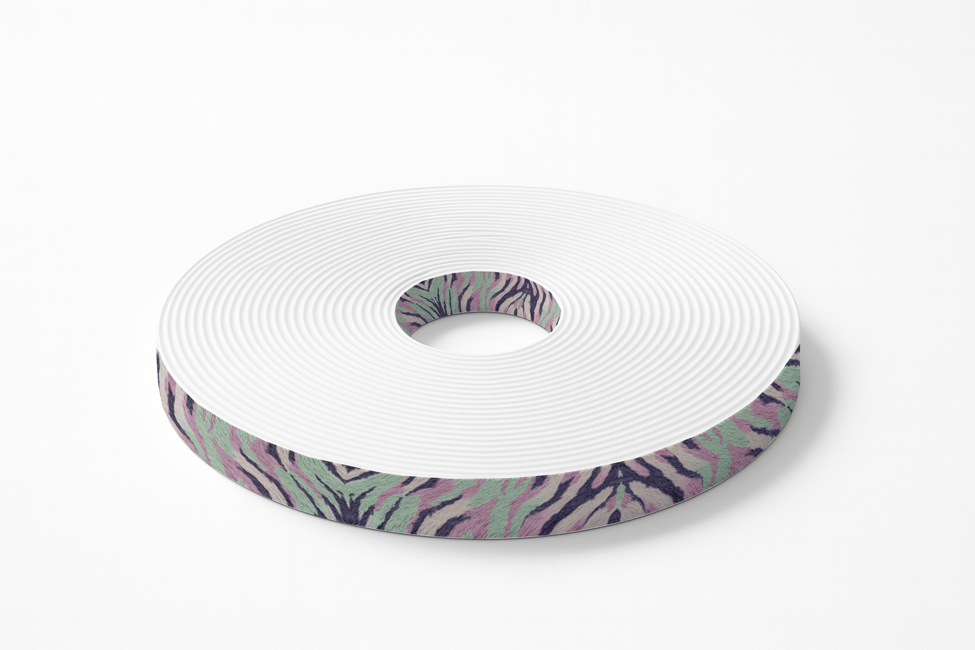 L'atelier du Fourmilier BioThane imprimé au mètre Motif BioThane imprimé UV – Zébré pastel vert & lilas