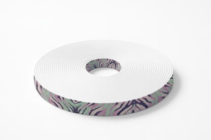 L'atelier du Fourmilier BioThane imprimé au mètre Motif BioThane imprimé UV – Zébré pastel vert & lilas