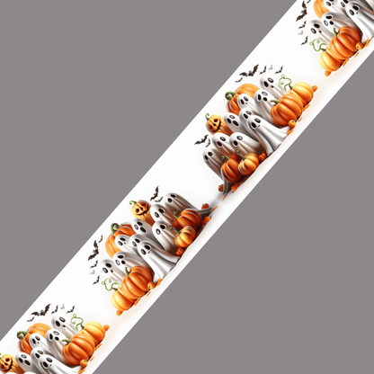 L'atelier du Fourmilier BioThane imprimé au mètre Motif Halloween - Fantômes et Citrouilles (BioThane imprimé)