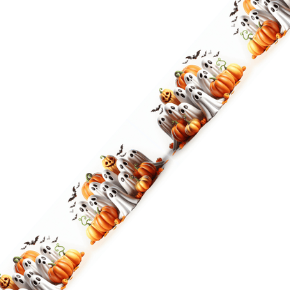 L'atelier du Fourmilier BioThane imprimé au mètre Motif Halloween - Fantômes et Citrouilles (BioThane imprimé)