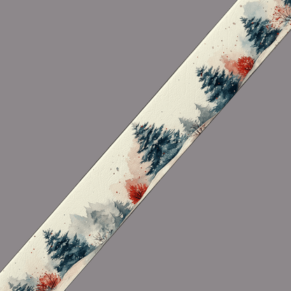 L'atelier du Fourmilier BioThane imprimé au mètre Motif hivernal forêt enneigée et conifères aquarelle – BioThane imprimé au mètre