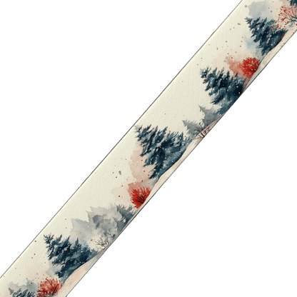 L'atelier du Fourmilier BioThane imprimé au mètre Motif hivernal forêt enneigée et conifères aquarelle – BioThane imprimé au mètre