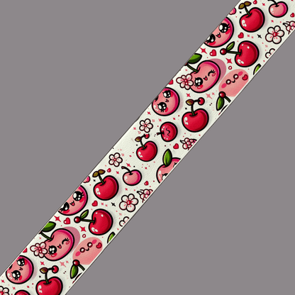 L'atelier du Fourmilier BioThane imprimé au mètre Sangle BioThane® Gourmande – Motif Cerises Kawaii