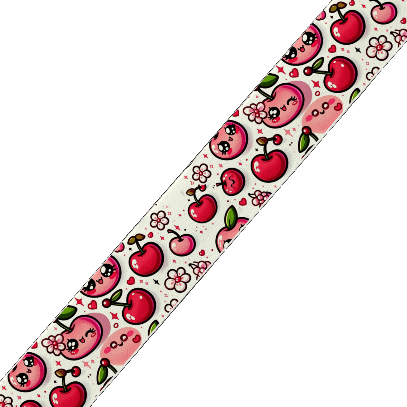 L'atelier du Fourmilier BioThane imprimé au mètre Sangle BioThane® Gourmande – Motif Cerises Kawaii