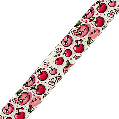 L'atelier du Fourmilier BioThane imprimé au mètre Sangle BioThane® Gourmande – Motif Cerises Kawaii