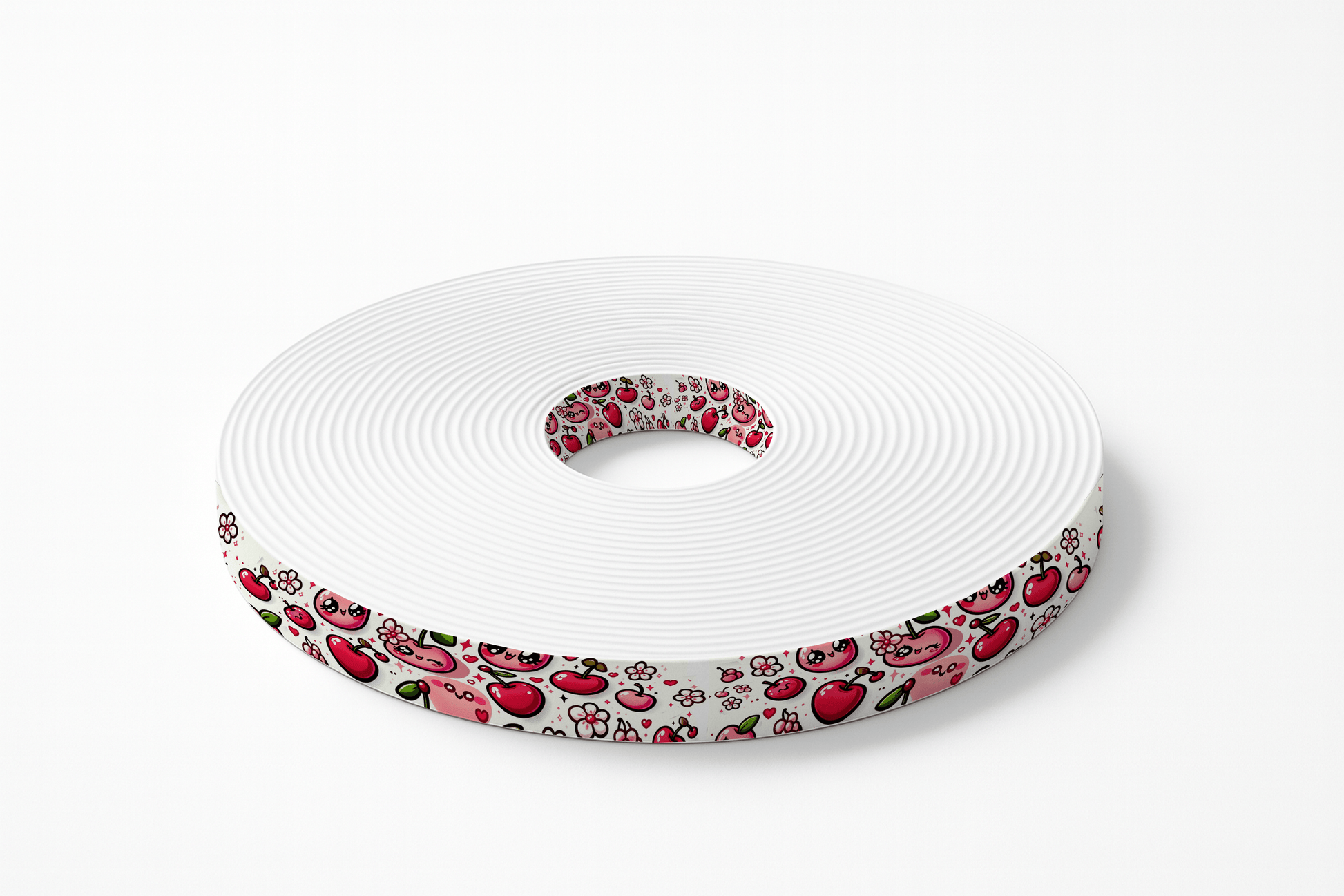 L'atelier du Fourmilier BioThane imprimé au mètre Sangle BioThane® Gourmande – Motif Cerises Kawaii