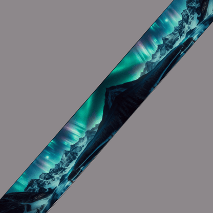 L'atelier du Fourmilier BioThane imprimé au mètre Sangle BioThane® imprimée - Aurores boréales sur les montagnes