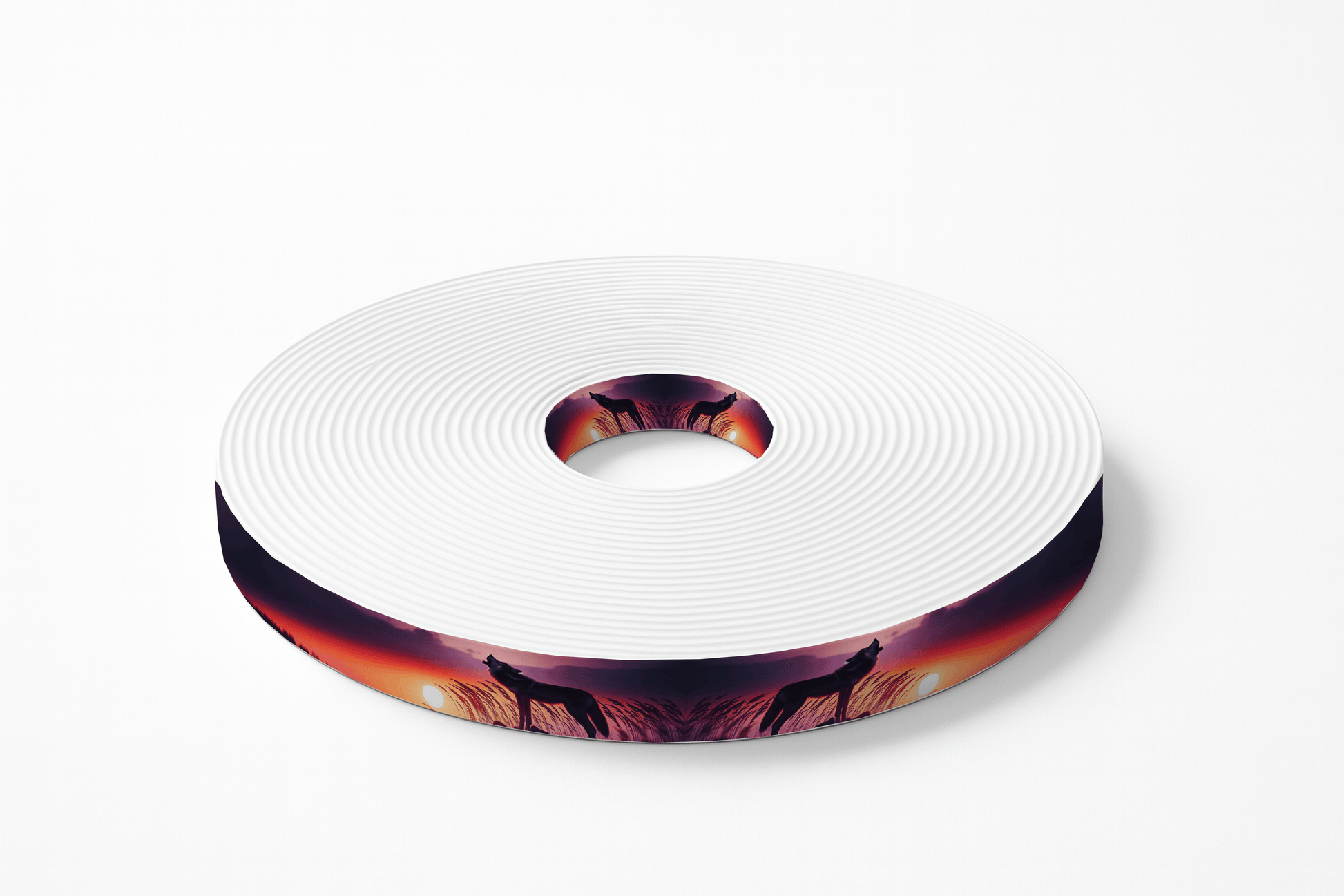 L'atelier du Fourmilier BioThane imprimé au mètre Sangle BioThane® imprimée - Loup au crépuscule