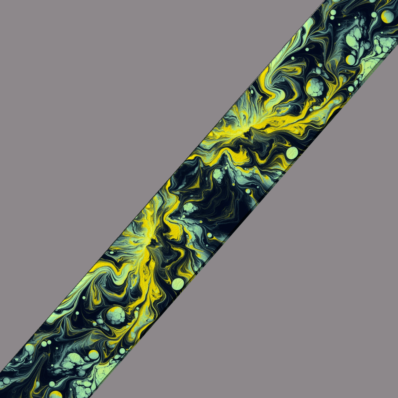 L'atelier du Fourmilier BioThane imprimé au mètre Sangle BioThane® imprimée – Marbrure Vert,Jaune & Noire