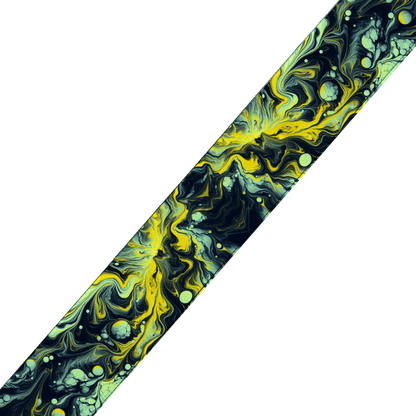 L'atelier du Fourmilier BioThane imprimé au mètre Sangle BioThane® imprimée – Marbrure Vert,Jaune & Noire